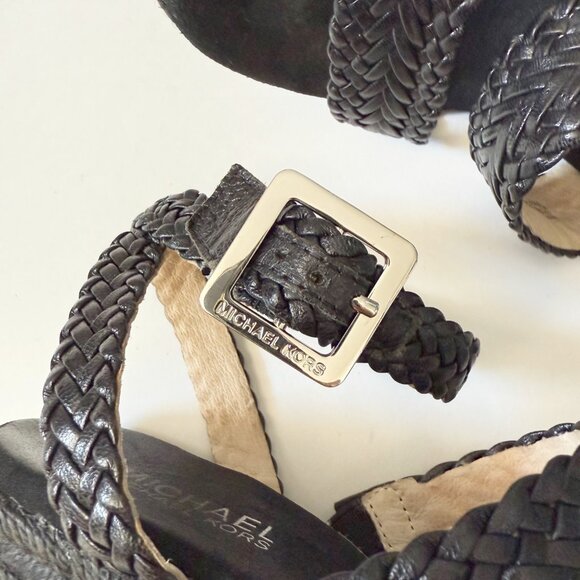Michael Kors Black Woven Espadrille Wedges Size 7 - Picture 9 of 11